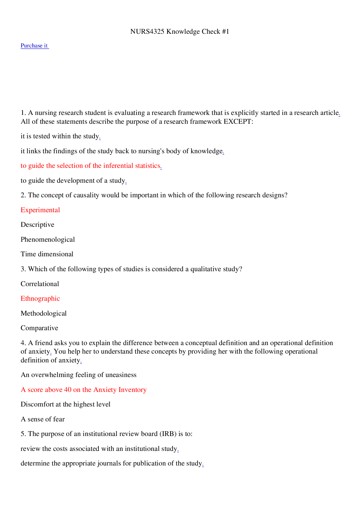 Preview image of NURS4325 Knowledge Check #1 (100% Answer) / NURS4325 Knowledge Check #1 (100% Answer) document
